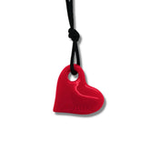 Chew Necklace Heart Pendant - Scarlet Red - Sensory Zone