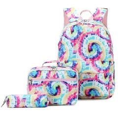 Tie Dye Kids Backpack School Lunch Bag with Pencil Case Set - Sensory Zone