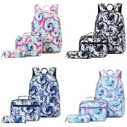 Tie Dye Kids Backpack School Lunch Bag with Pencil Case Set - Sensory Zone
