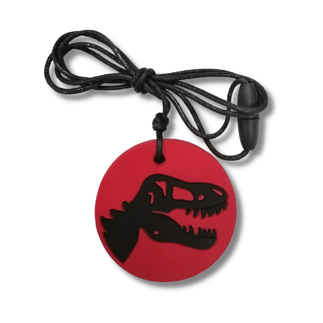 Chew Necklace Dino Pendant - Red