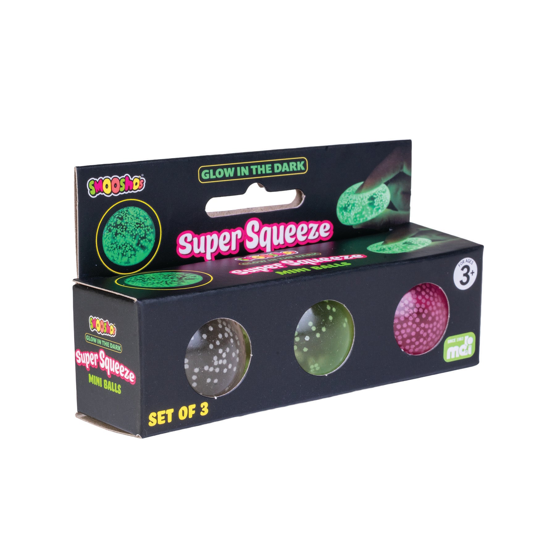 Smoosho’s Super Squeeze Glow in the Dark Mini Balls Set of 3 - Sensory Zone