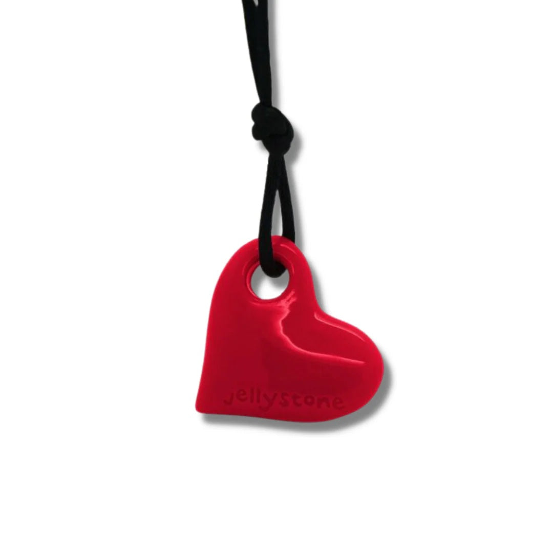 Chew Necklace Heart Pendant - Scarlet Red