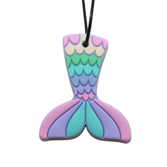 Chew Necklace Mermaid Tail Pendant - Pastel