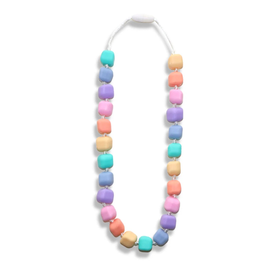Princess & The Pea Chew Necklace - Rainbow Pastel