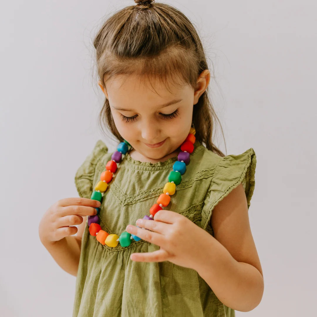 Princess & The Pea Chew Necklace - Rainbow Bright