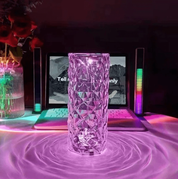 LED Crystal Rose Glass Night Light Table Lamp - Sensory Zone