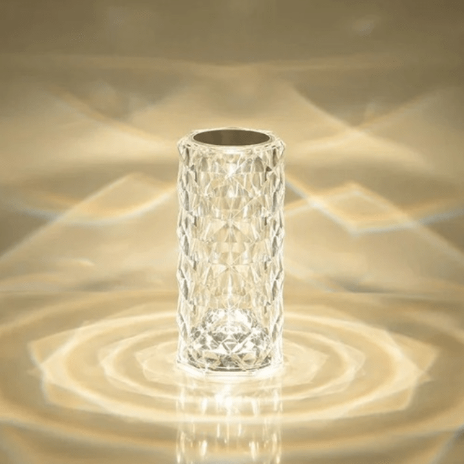 LED Crystal Rose Glass Night Light Table Lamp - Sensory Zone