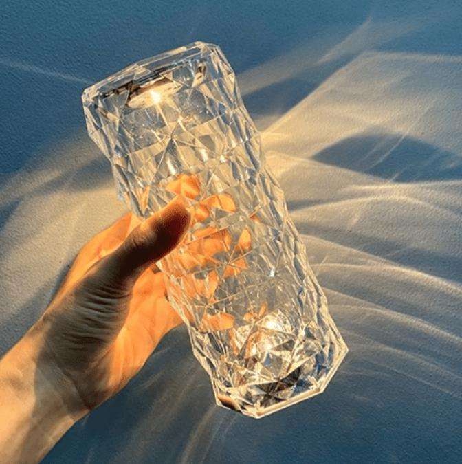 LED Crystal Rose Glass Night Light Table Lamp - Sensory Zone