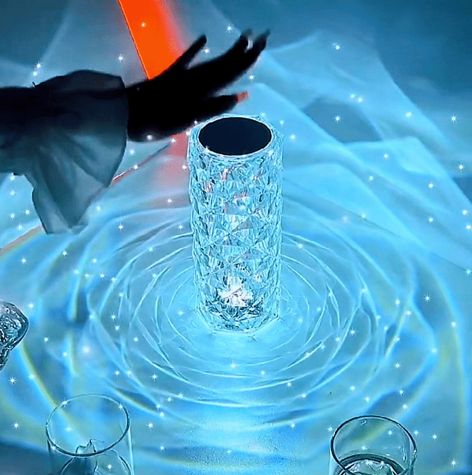 LED Crystal Rose Glass Night Light Table Lamp - Sensory Zone