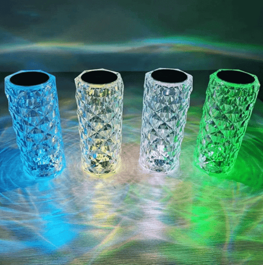 LED Crystal Rose Glass Night Light Table Lamp - Sensory Zone