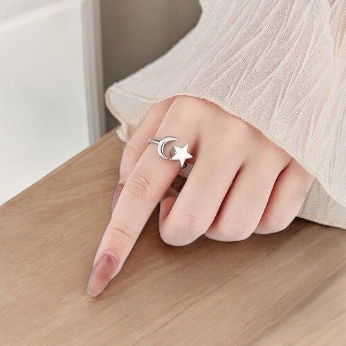 Moon and Star Fidget Anxiety Ring S925 - Sensory Zone
