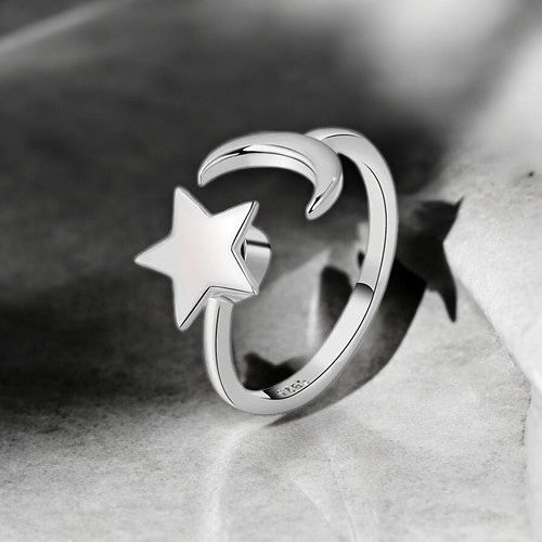 Moon and Star Fidget Anxiety Ring S925 - Sensory Zone