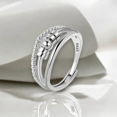 Stirling Silver Adjustable Beaded Anxiety Ring - Sensory Zone