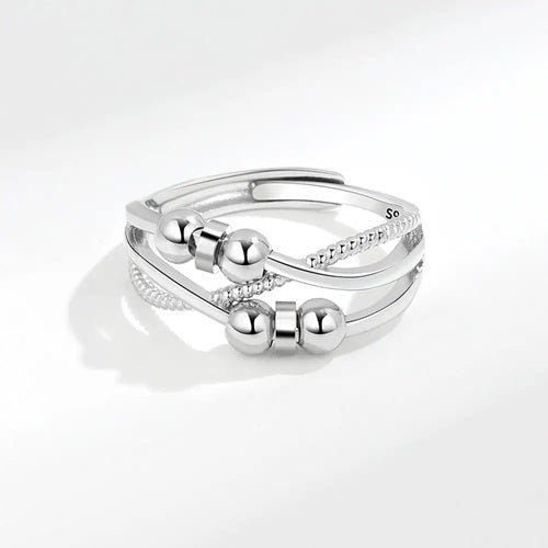 Twisted Bead S925 Adjustable Beaded Anxiety Ring - Sensory Zone
