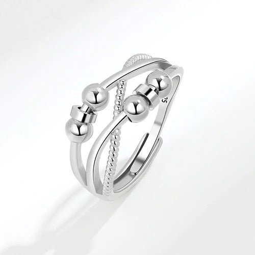 Twisted Bead S925 Adjustable Beaded Anxiety Ring - Sensory Zone
